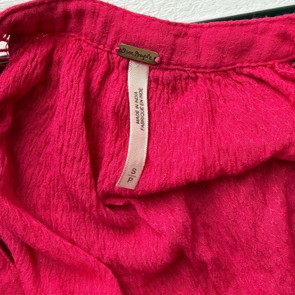 Free People Pink Long-sleeve V-neck Fit & Flare Flowy Boho Dress Size M - Picture 3 of 8